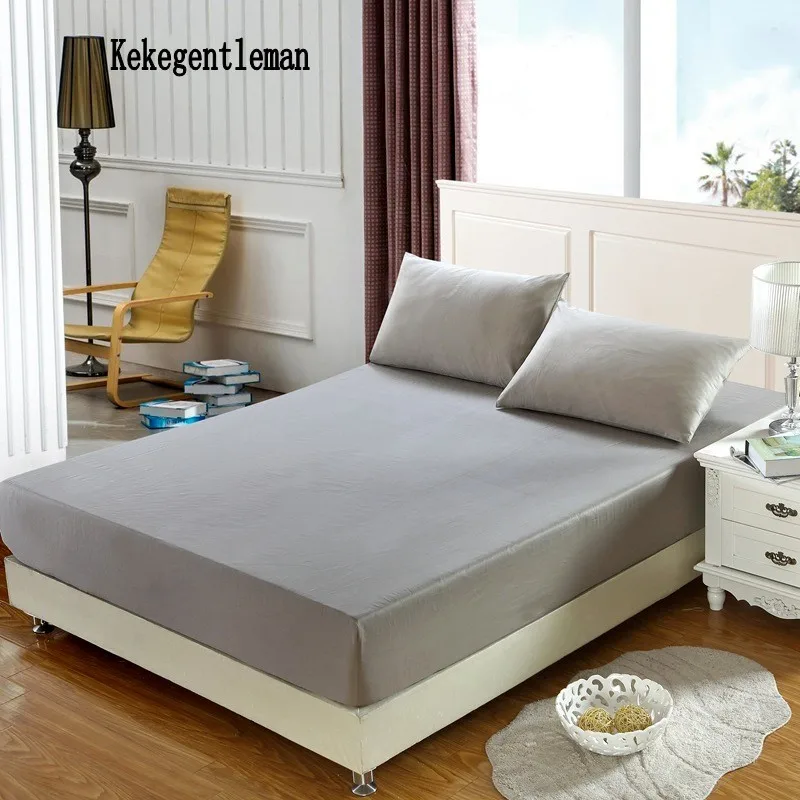 

Super Soft Fitted Sheet Mattress Cover With Elastic Band Bed Sheet & Pillowcases Solid Color Single Full Queen King