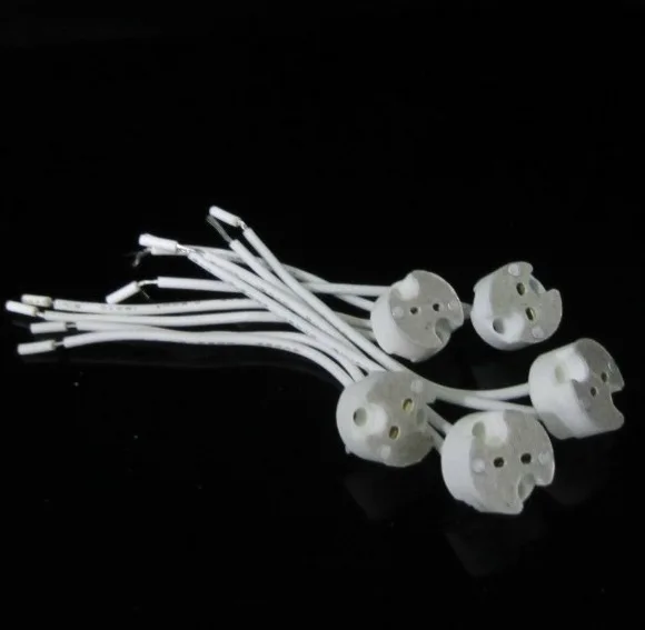 

Freeshipping 10pcs/lot MR16 Lamp Holder GU5.3 LED light Socket base Ceramic Wire Connector