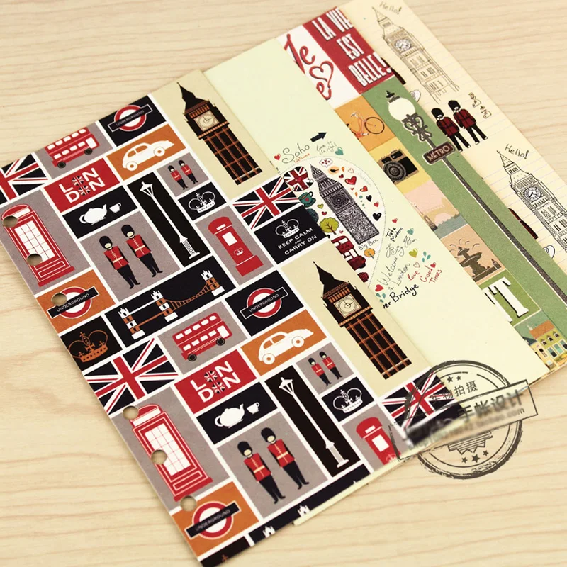 

Loose-leaf Notebook Inner Separator Page Vintage Style 6 Holes Index Paper Dividers for Organizer Planner Gift Stationery A5 A6