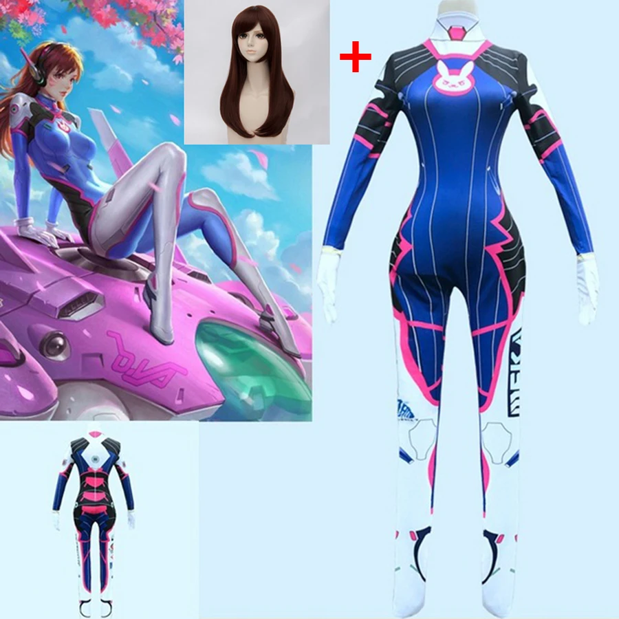 Игра Overwatch Dva Косплей Костюм 3D печать Дамская и женская одежда D VA Дамский Косплей два зентай личра Dva бодису