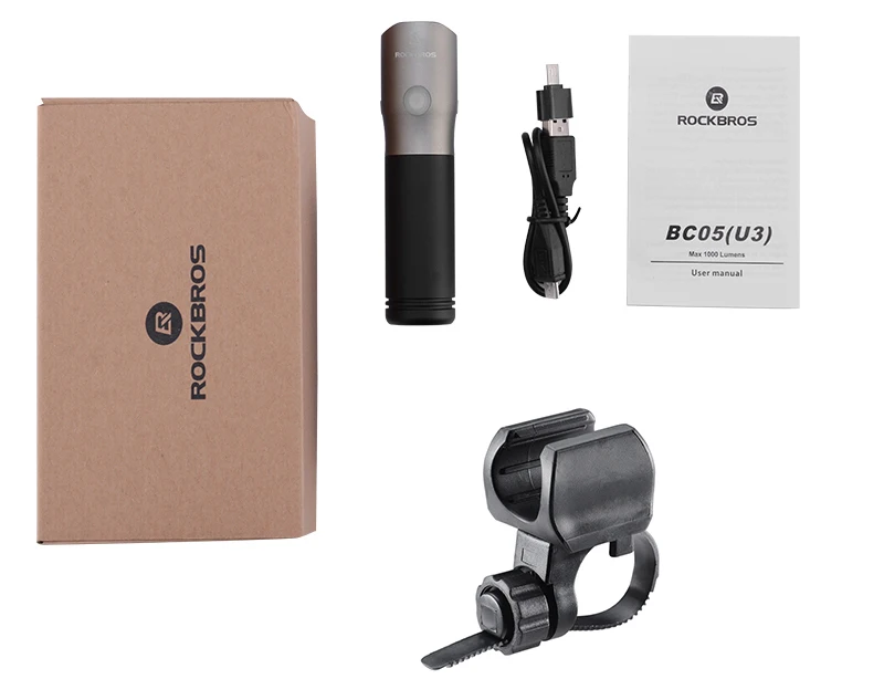 Excellent ROCKBROS Bike Bicycle Light Waterproof IPX6 USB Rechargeable 18650 3000 MAh Power LED 1000 Lumen Bank Flashlight MTB Accessories 18