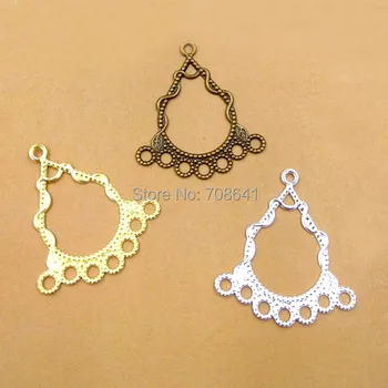 

25x28mm Vintage Filigree Flower Wraps Connectors Links European Charms Hair Clasp Bu Yao Accessories DIY Findings Multi-Color