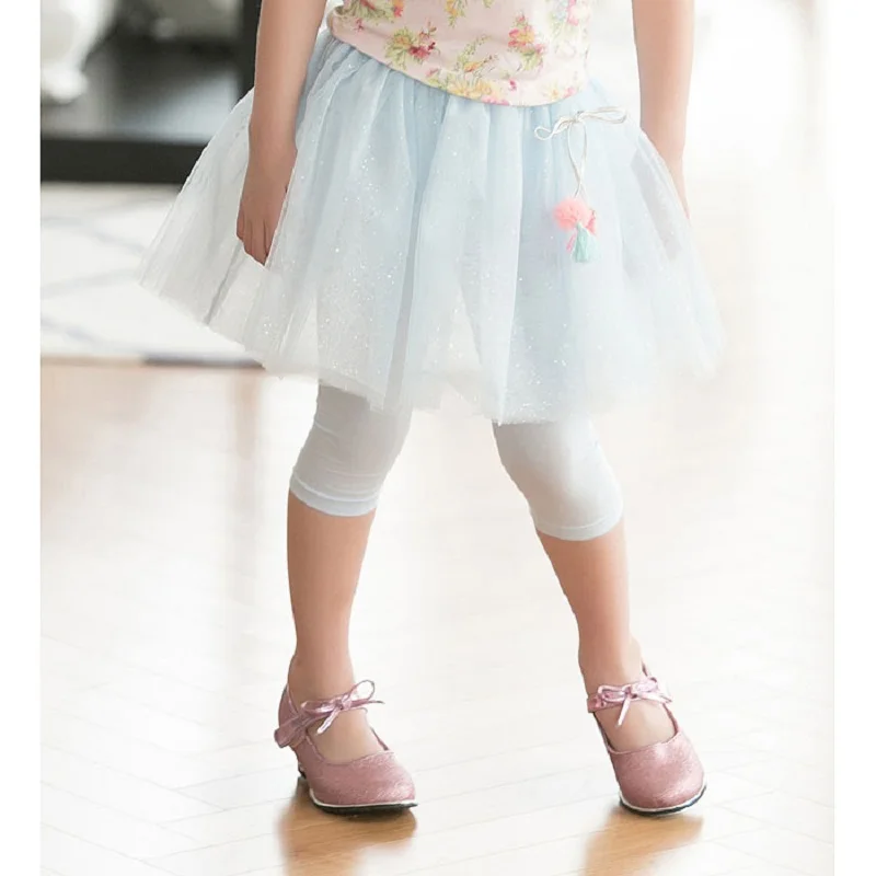 Модная новинка года; детская юбка-брюки для девочек; леггинсы для маленьких девочек; кружевная юбка-брюки; хлопковая летняя детская юбка с разрезом для девочек - Цвет: Blue