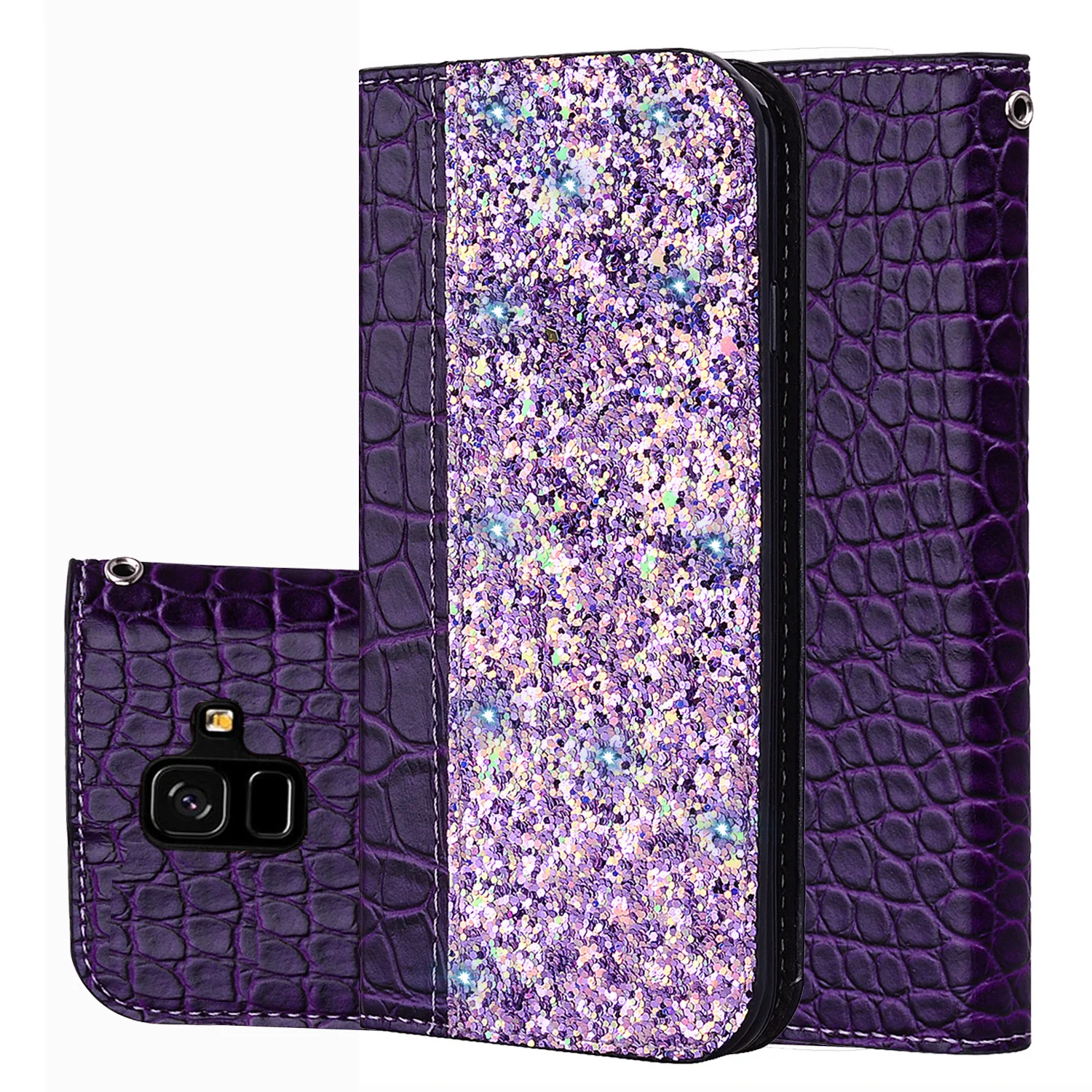 

For Samsung A5 6 7 8 9 Plus 2018 crocodile pattern flash holder holster A30 40 50 7 custom protective cover shell