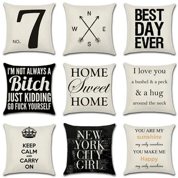 

Cushion Covers CottonLlinen Black White Pillow Cover Sofa Bed Car Nordic Decorative Pillow Case Almofadas 45x45cm Wholesale