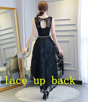 black LACE UP BACK Короткие homecoming специальные поддерживающий корсет высокая низкая платья для женщин особых случаев официальная вечерние женщина платье ПР - Цвет: black LACE UP BACK