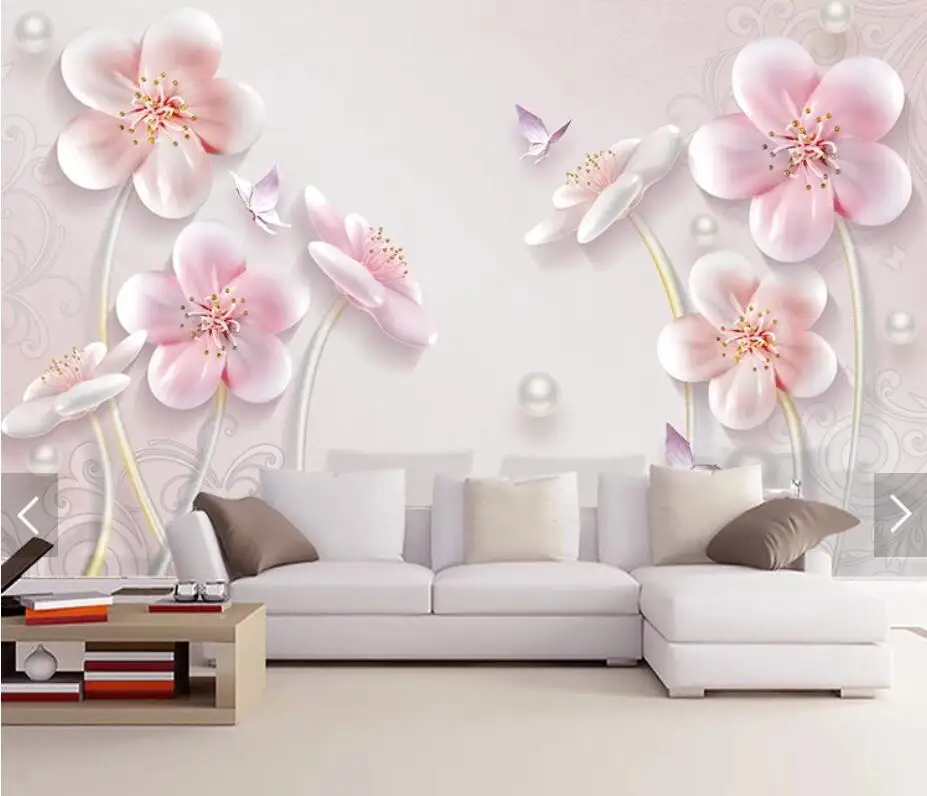 3d Flower Wall Mural Wallpaper For Living Room Wall Decor Hand Painted