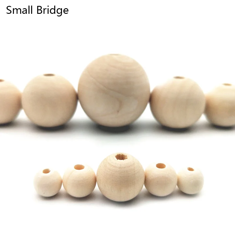 

6 8 10mm Wooden Beads Natural Round For Jewelry Making DIY Bracelet Bead Accessories Loose Ball Beads Big Hole Supply W100