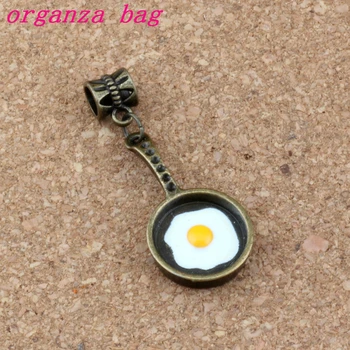 

50pcs/lot Dangle Antique Bronze Pan Fried Egg Charm Big Hole Beads Fit European Charm Bracelet Jewelry 17x43mm A-305a