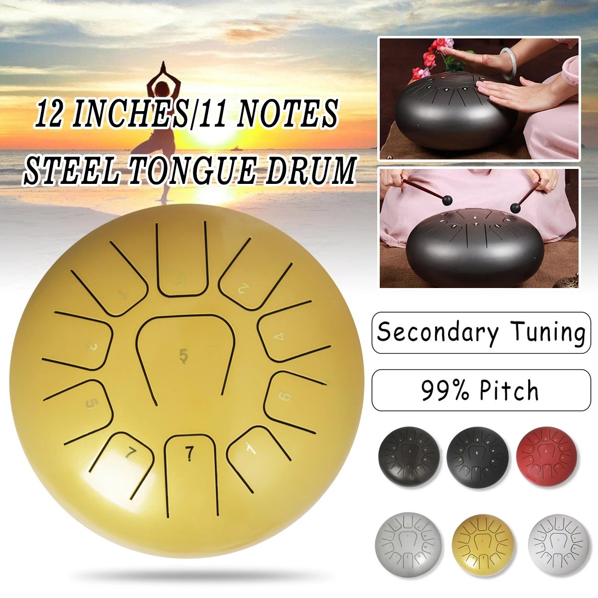 Купить 12 #039; #039;Сталь язык барабан 11 Примечания Handpan барабан Tankdrum инструмент с молотки сумка для хранения для детей и взрослых ударные инструменты