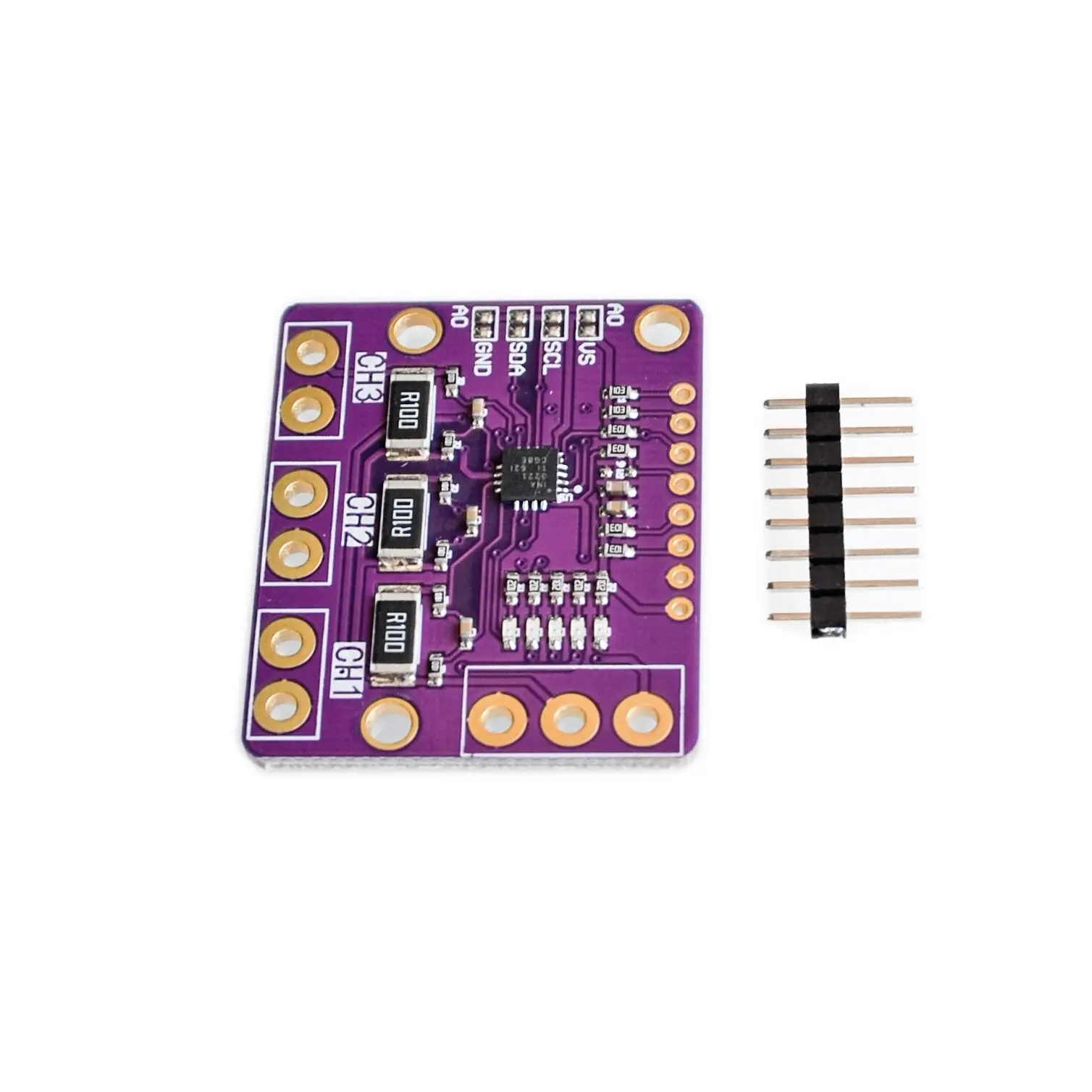 

I2C SMBUS INA3221 Triple-Channel Shunt Current Power Supply Voltage Monitor Sensor Board Module Replace INA219 With Pins