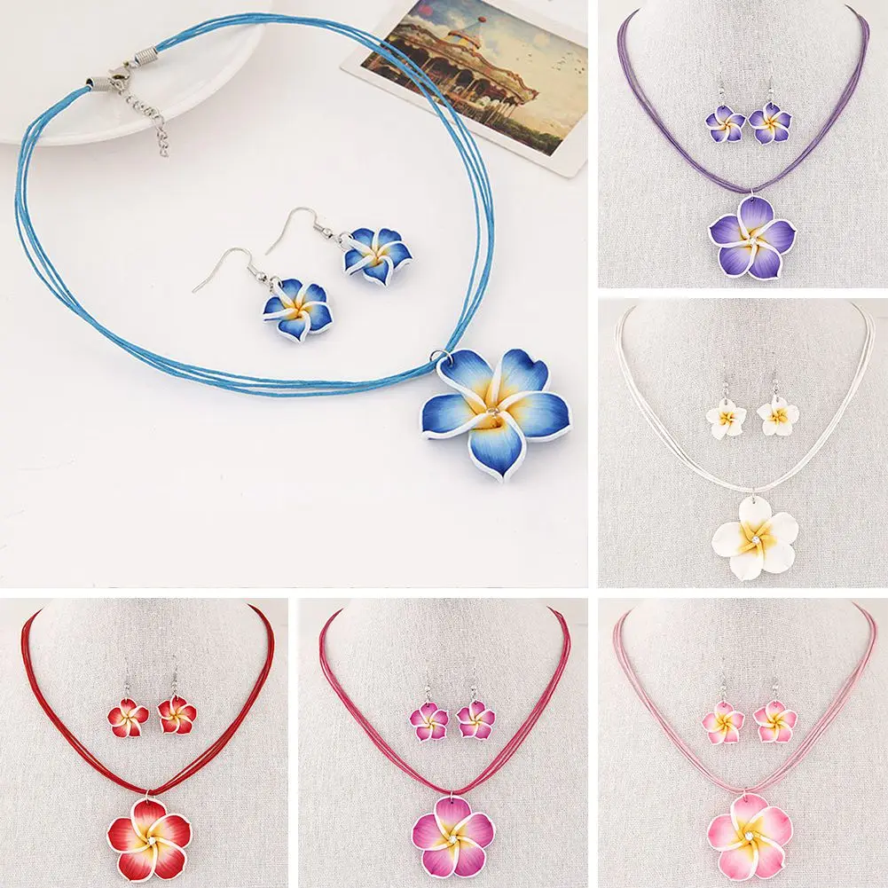 

Bridal Jewelry Sets Exquisite Flower Choker Necklace + Earrings Ladies Wedding Jewelry Sets Charming Wax Rope Necklace Sets