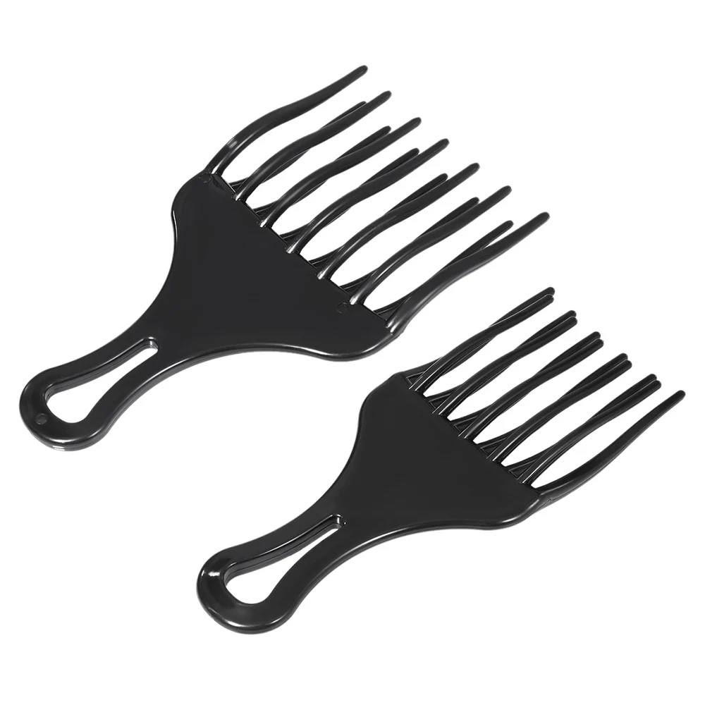 

2Pc Afro Hair Comb Insert Hair Fork Comb Wide Teeth Hairdressing Curly Hairbrush Plastic High Low Gear Comb Hair Styling Tool