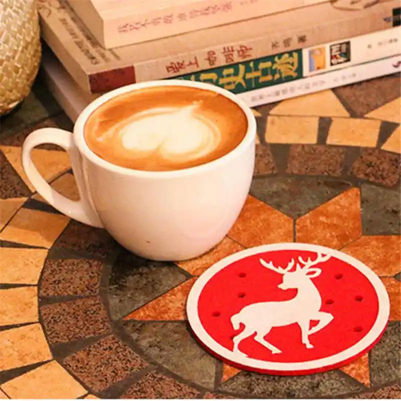 1 pc Christmas Coffee Table New water Coaster Insulation Pad Coaster Doily Diameter 10cm #2o31  (4)
