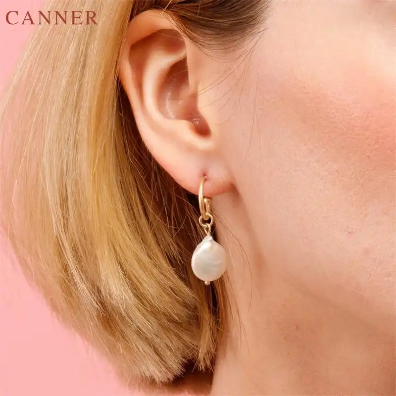 Корейский пресноводный жемчуг Висячие серьги для женщин золотой цвет большой круг висячие серьги 2019 элегантные ювелирные изделия pendientes mujer...