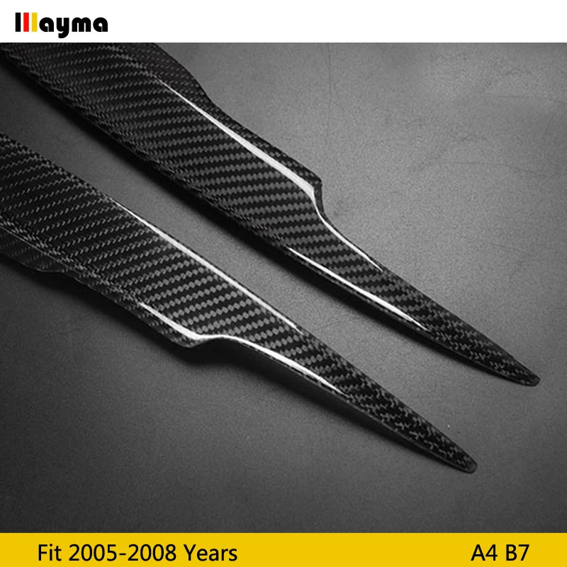  Carbon Fiber Car Headlight Eyebrow Cover Trim Sticker Head Lamp Eyelid for Audi A4 B7 2005 2006 200
