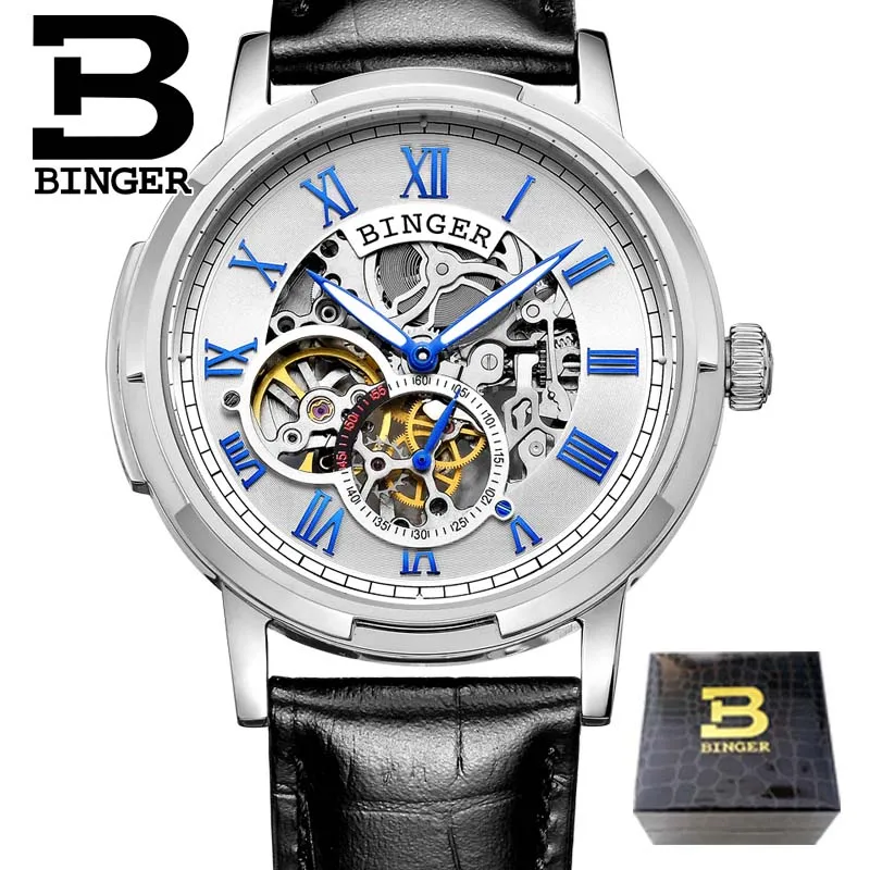 Механические роскошные часы с скелетом Бингер автоматические часы Relogio мужские Montre часы мужские Relojes 3ATM ремешок из нержавеющей стали - Цвет: 06