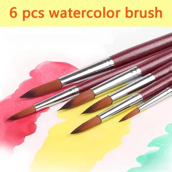 

6Pcs High Quality Paint Brush Set Nylon Hair Paint Brush Set for Watercolor Acrylic Oil Painting Brushes Drawing Art Supplies
