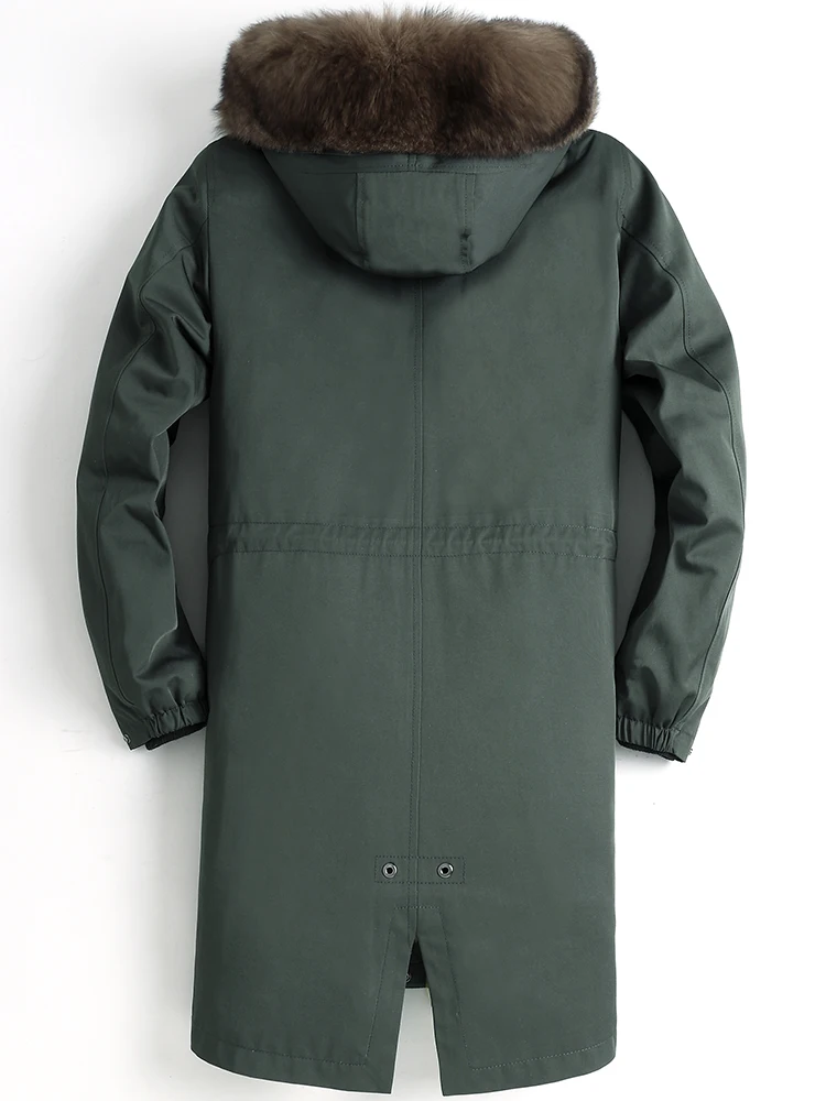 Новинка, зимняя куртка с лисьим мехом, Мужская парка с капюшоном, теплая парка, съемная подкладка из натуральной кожи, мужская зимняя куртка