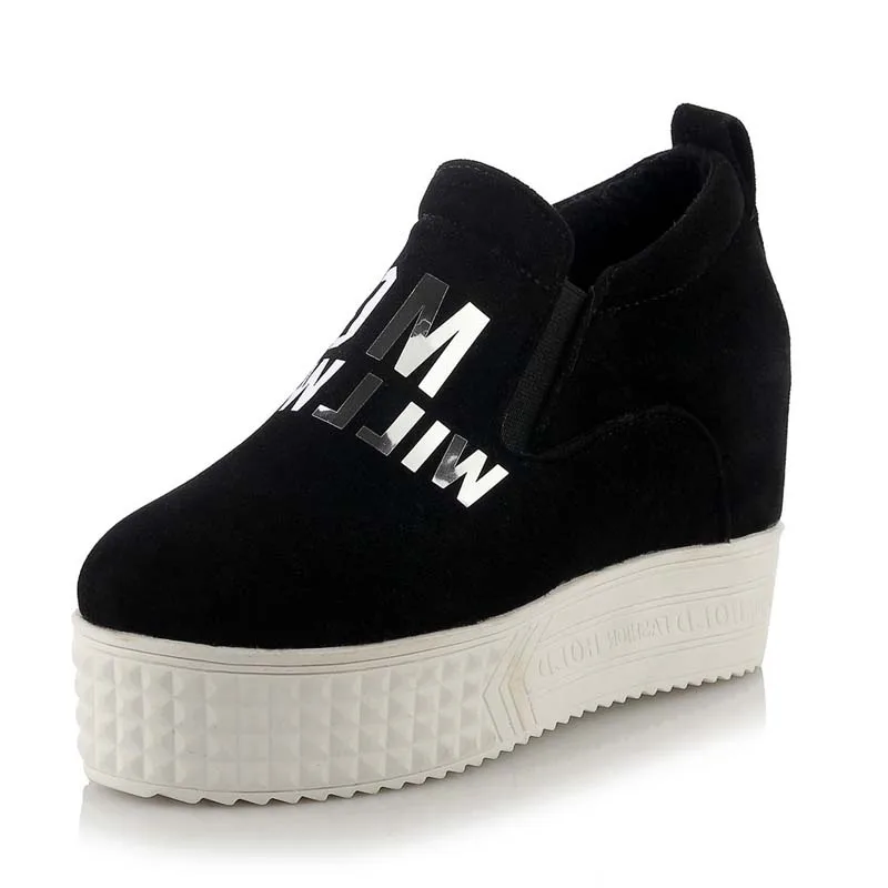 

New Girl Black white gray red Round Toe Platform Shoes Big Size34 43 Wedges High Spring Autumn  Leisure Women Pumps