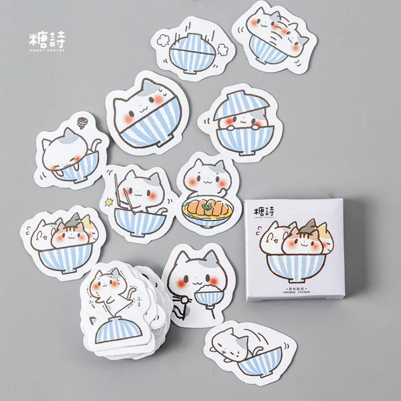 1 шт./компл. Kawaii Чаша Кошка дневник блокнот для заметок наклейки пакет разместил