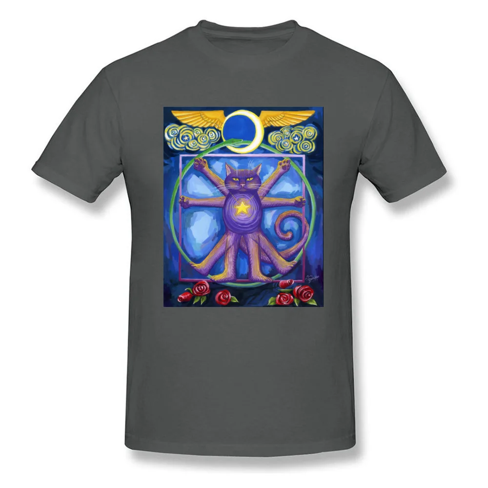 Funny Cool Geek T-shirts O Neck Pure Cotton Youth Tops T Shirt Short Sleeve ostern Day Geek Tops & Tees Wholesale Da Vinci Cat squaring the circle carbon