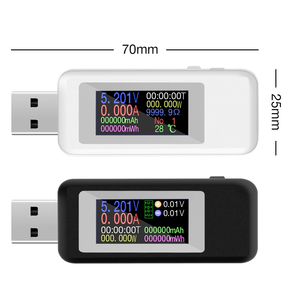 10 в 1 USB тестер постоянного тока цифровой вольтметр Амперметр электрический детектор Емкость тестер мощность ток индикатор напряжения