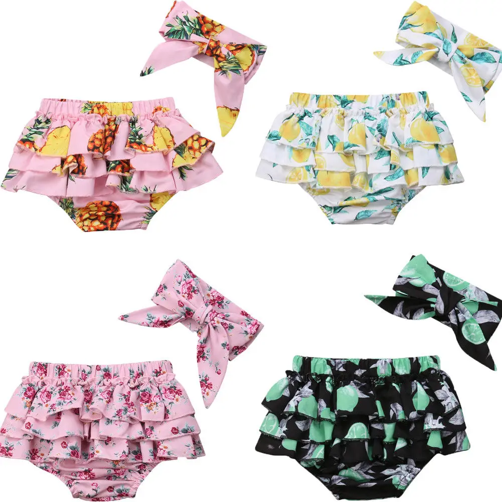 

2PCS Infant Baby Girl Cotton Ruffle Shorts PP Pants Nappy Diaper Covers Bloomers Bottom Baby Girl Clothes