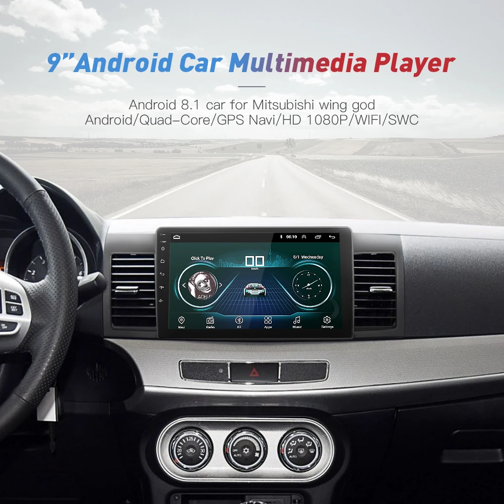 Excellent Android 8.1 Car GPS Player GPS Radio for Mitsubishi Lancer 10 Galant with 2G+16G Quad Core NO dvd Radio Multimedia stereo 1