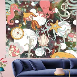 Милые Медузы морской конек мультфильм настенный подводный мир детская комната психоделический гобелен гобелены GN. PAPAYA