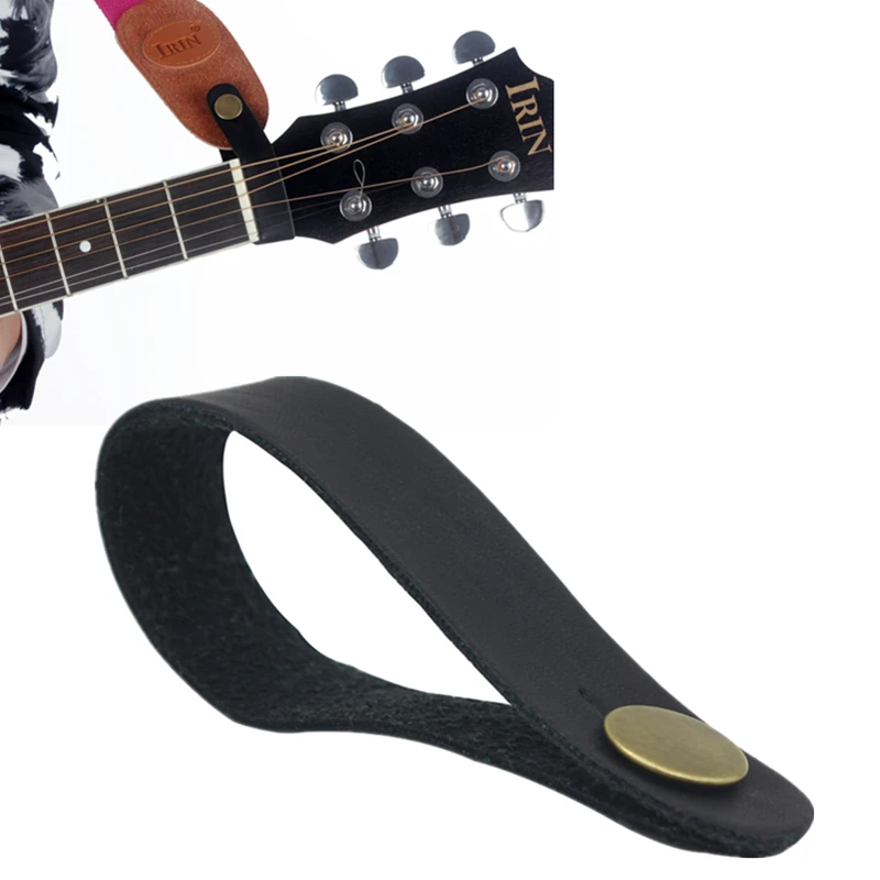 

Leather Black Leather Guitar Strap Holder Button Safe Lock for Acoustic Electric Classic Guitar Bass