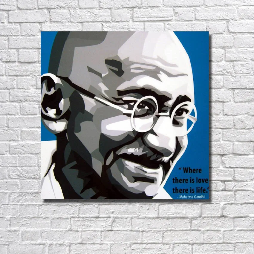free shipping mahatma gandhi oil painting art wall picture decor on canvas star figure poster for living room home decor painting calligraphy aliexpress