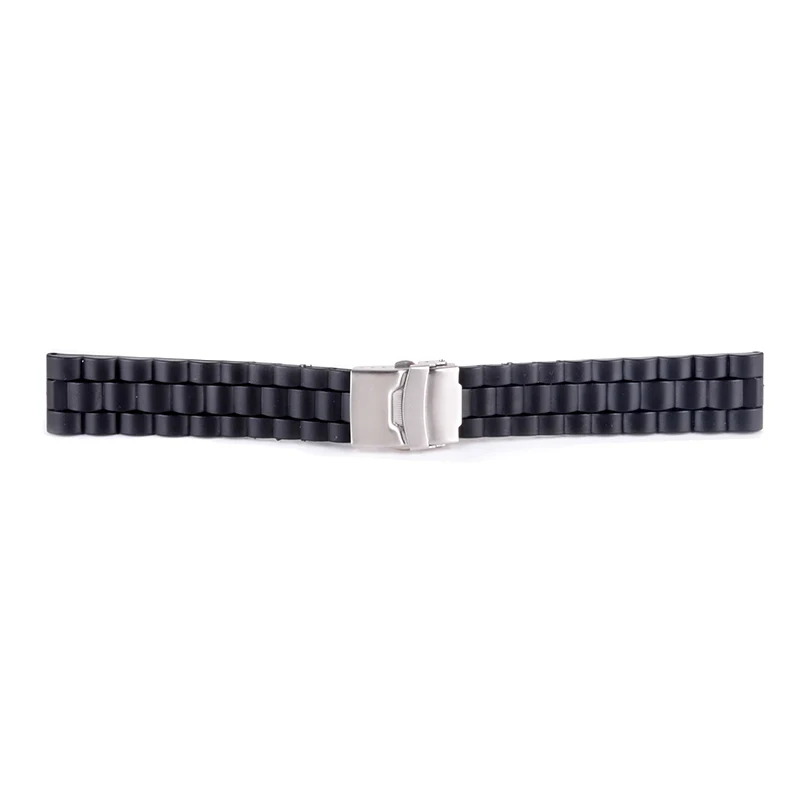 Shellhard 3Styles Sports Watch Band Waterproof Plastic Watch Band 20mm 22mm 24mm Black Watch Strap Deployment Buckle Bracelet