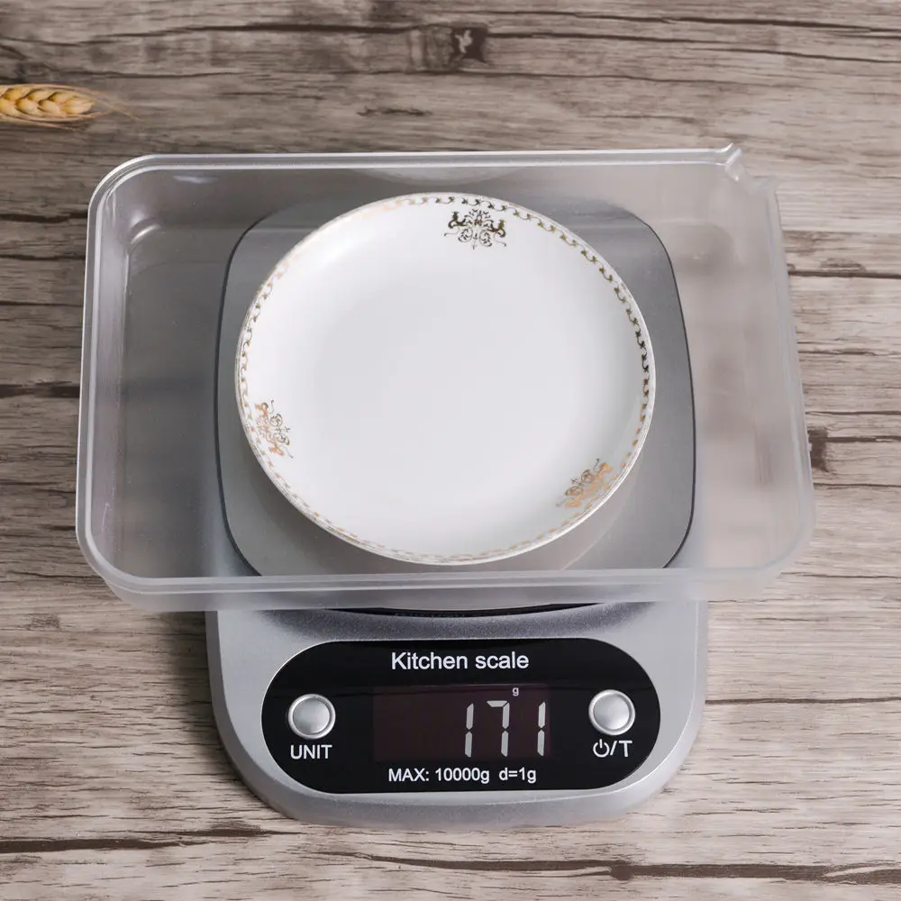 10Kg/1g LCD Eletronic Kitchen Scales Digital Food Scale Household Balance Cooking Measure Tool Weighing Baking Scale G OZ ML FL