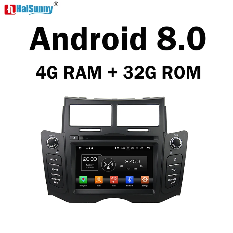 

HaiSunny 4GB RAM Octa Core Android 8.0 Car DVD GPS Multimedia Player Stereo For Toyota Yaris 2007 2008 2009 2010 2011 Radio