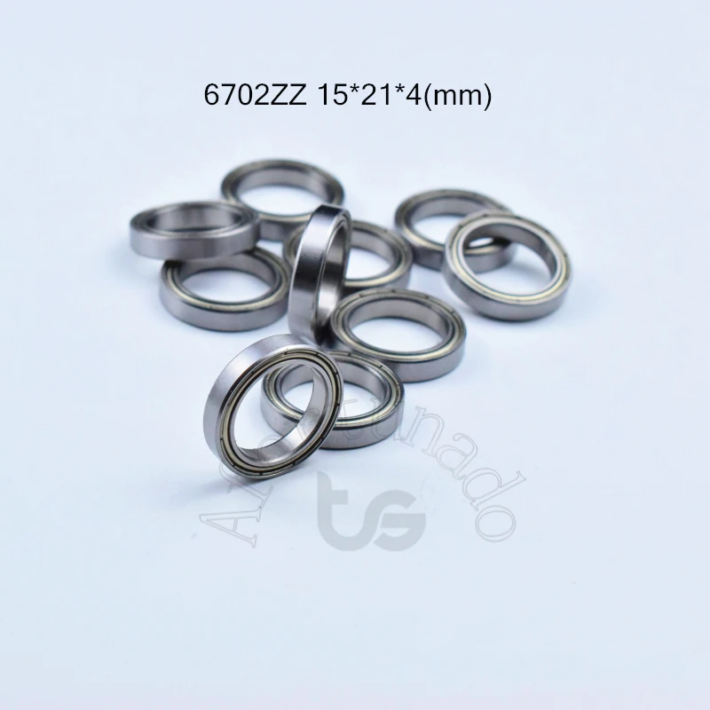 6702ZZ  Bearing 10pcs 15x21x4(mm)  chrome steel Metal Sealed High speed Mechanical equipment parts