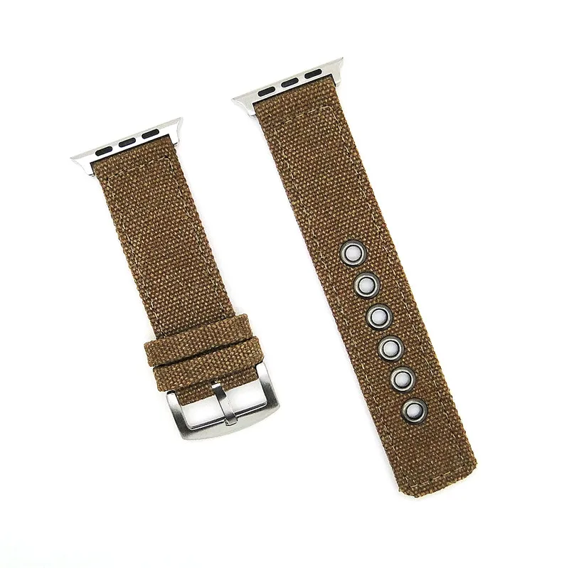 Специальный дизайн джинсовый нейлон/холст Камуфляжный браслет для Apple Watch Band 38 мм 42 мм 40 мм 44 мм для Iwatch ремешок серии 5 4 3 2 1 - Цвет ремешка: brown