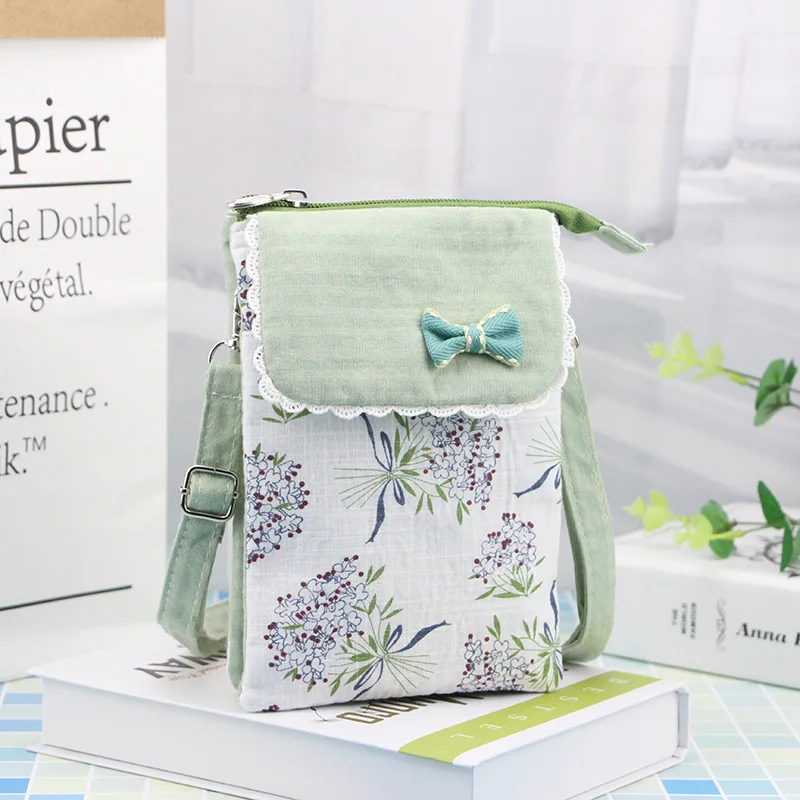 

Katuner New Fashion Bow Floral Printed Shoulder Phone Bag Female Mini Canvas Crossbody Bags For Women Girls Purse Bao Bao K06