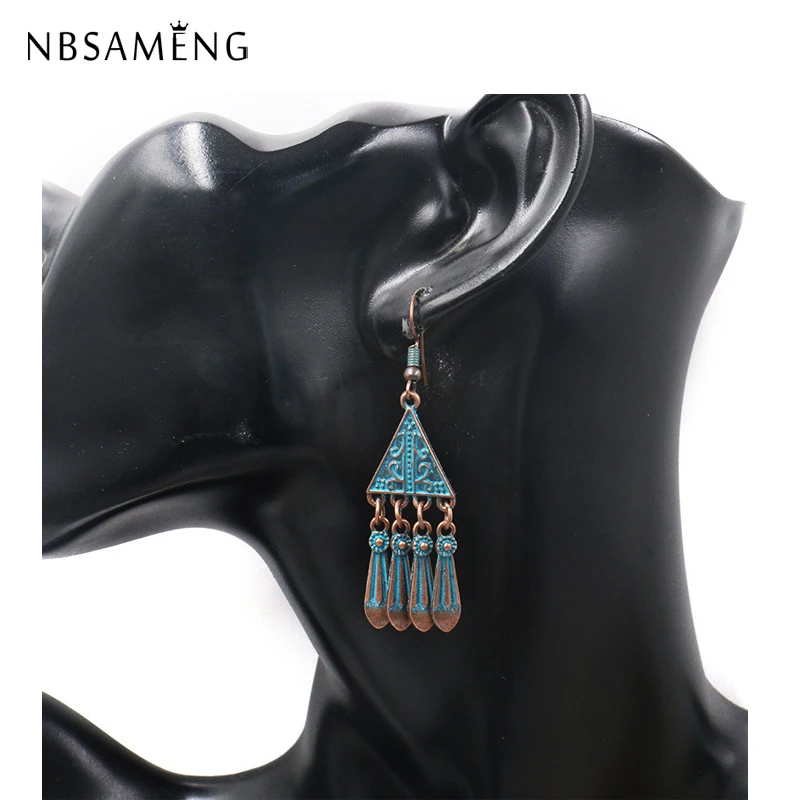 Модные Винтажные треугольные богемные эффектные геометрические серьги-подвески