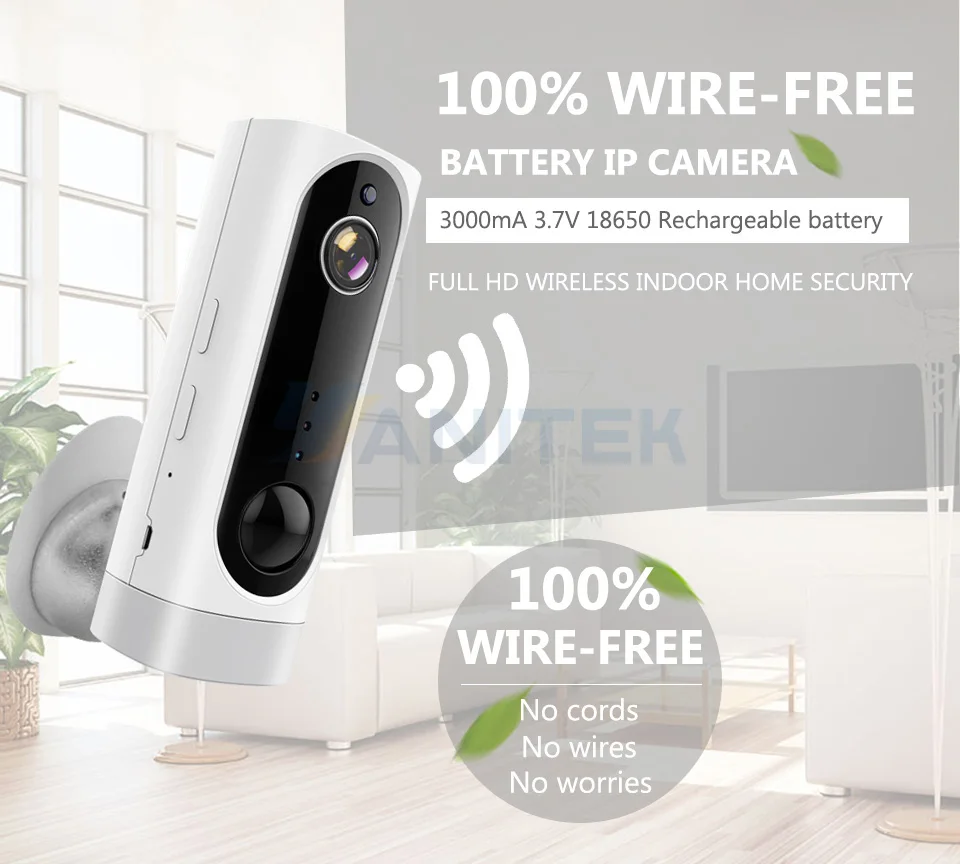 Батарея Wi-Fi Камера Перезаряжаемые Батарея питание 720 P 1080P Full HD Indoor Беспроводной ip-камера слежения 130 Широкий формат IOS APP ICsee