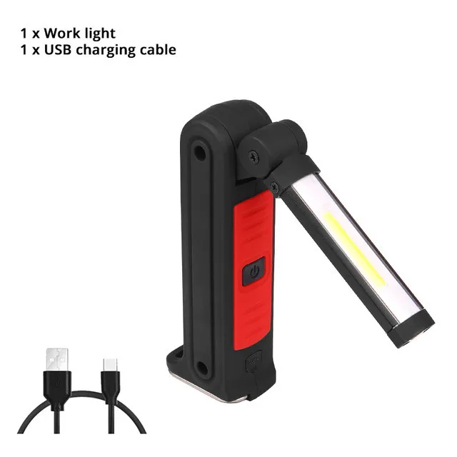 Портативный 4 режима COB флэш-светильник фонарь USB Перезаряжаемый светодиодный рабочий светильник Магнитный COB Lanterna подвесной фонарь с крюком для наружного кемпинга - Испускаемый цвет: Red color