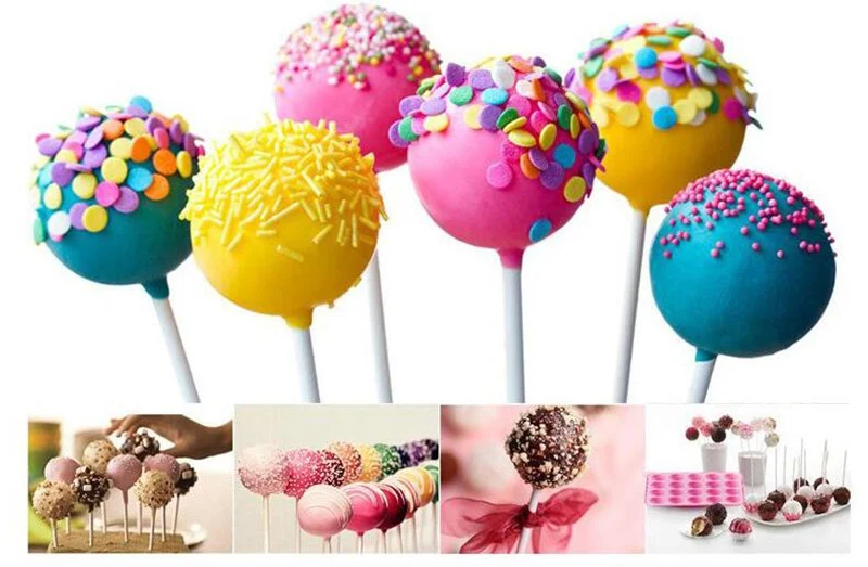 12 Hole Silicone Cake Pop Mold Ball Shaped Die Mold Silicone Lollipop Chocolate Cake Baking Ice Tray Stick Tool
