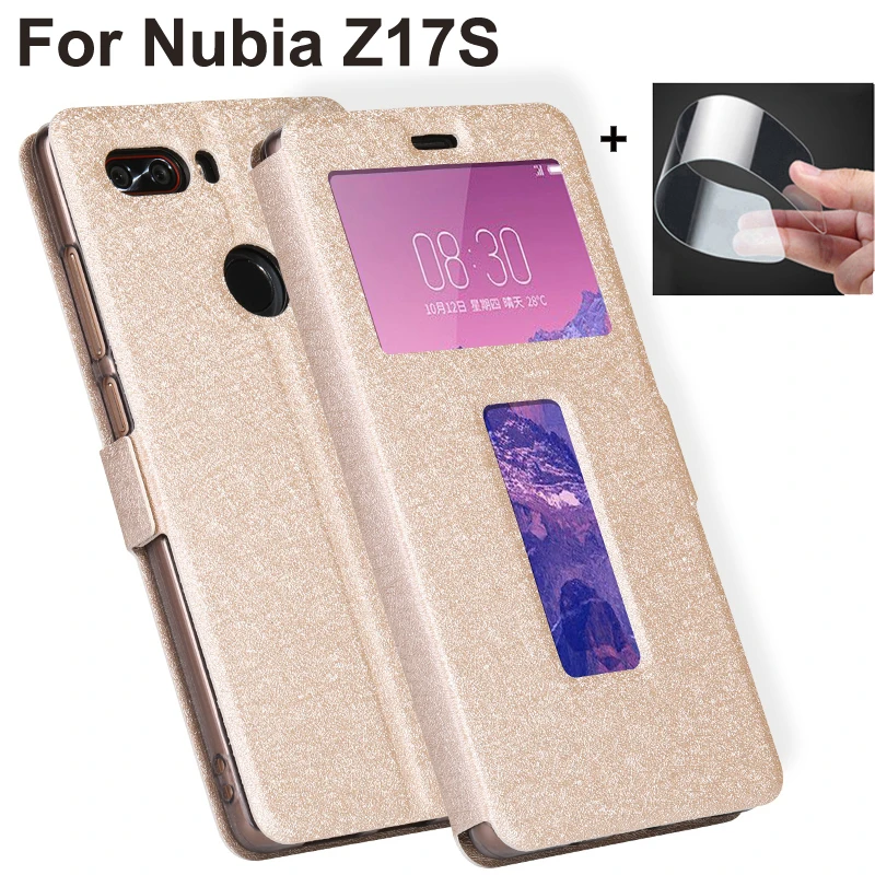 Чехол с открытым окном для ZTE Nubia Z17S чехол NX595J из искусственной кожи откидная