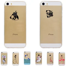 Fashion Back Cute Flamingo dolphin elephant giraffe For iphone 5S Case Clear TPU Silicone Capa For iphone SE Cover Transparent