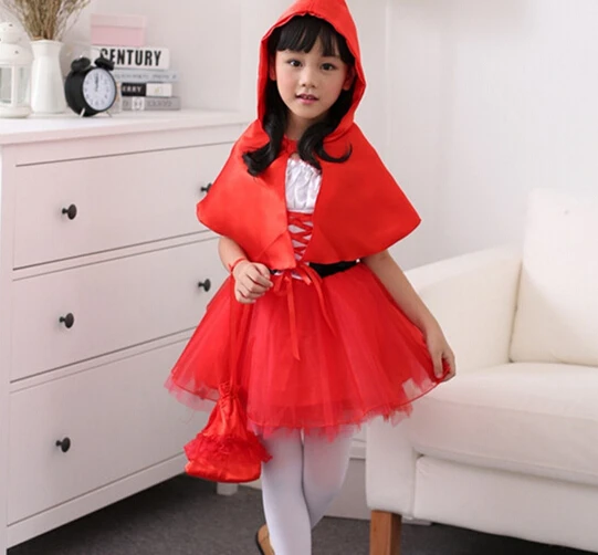 Детский костюм для косплея красное платье с капюшоном 90 160 см + плащ|party costume|costume
