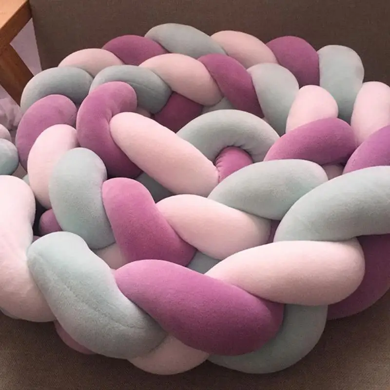 2M/3M Baby Bed Bumper Pillow Braided Cushion Bed Cradle Decor Plush Knotted Infant Bedding Accessories