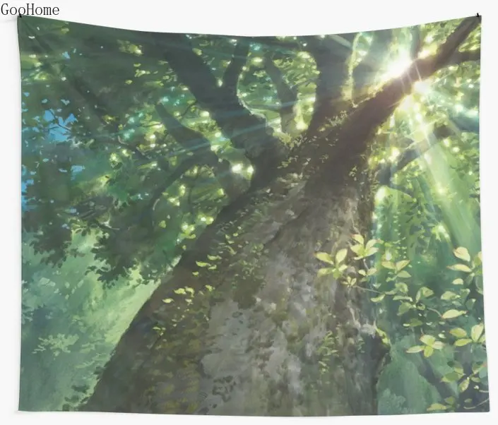 

Tree Studio Ghibli Landscape Tree Wall Tapestry Cover Beach Towel Throw Blanket Picnic Yoga Mat Home Decoration