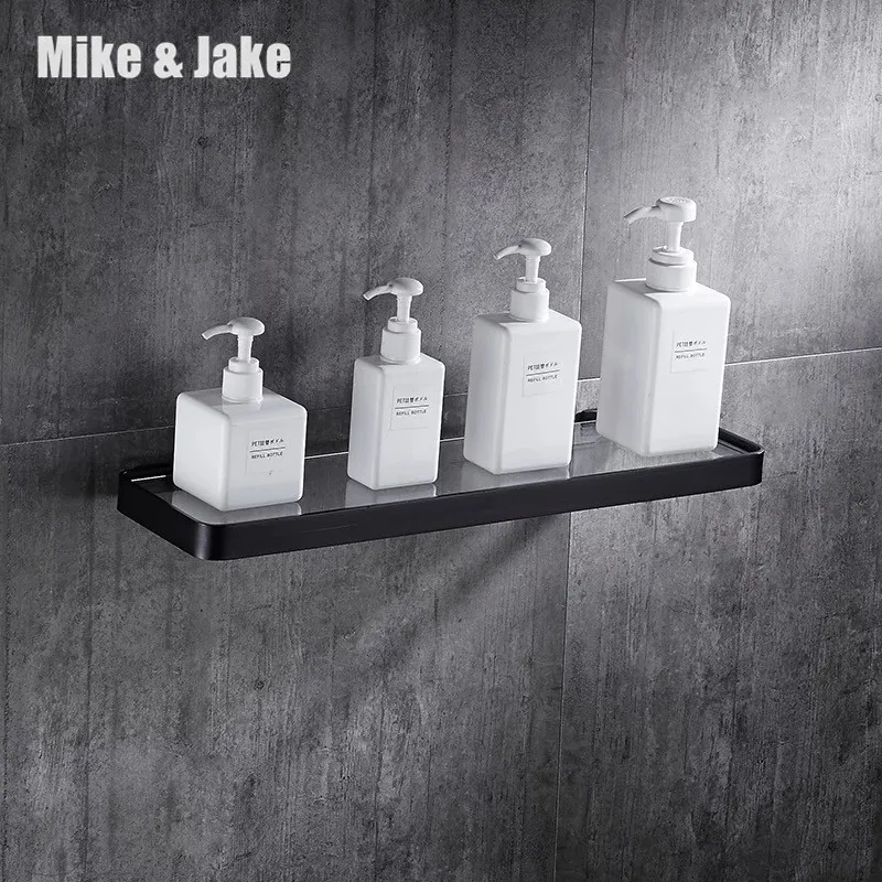 Bathroom brass glass shelf rack bath shower holder bathroom basket