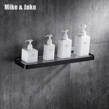 

Bathroom brass glass shelf rack bath shower holder bathroom basket shower room suction black wall shelf MJ7700
