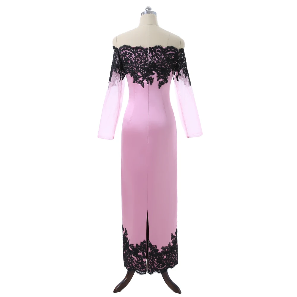 Розовый 2018 мать невесты Платья для женщин Оболочка одежда с длинным рукавом с аппликацией Кружево Наряды на свадебную вечеринку платья для